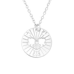 Sterling Silver Gemini Necklace Minimalist Zodiac Pendant